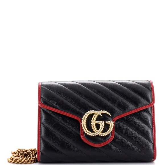Gucci GG Marmont Chain Wallet Diagonal Quilted Leather Mini reb-758-091725 - Picture 1 of 6